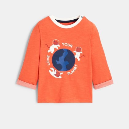 T-shirt chats astronautes orange bébé garçon
